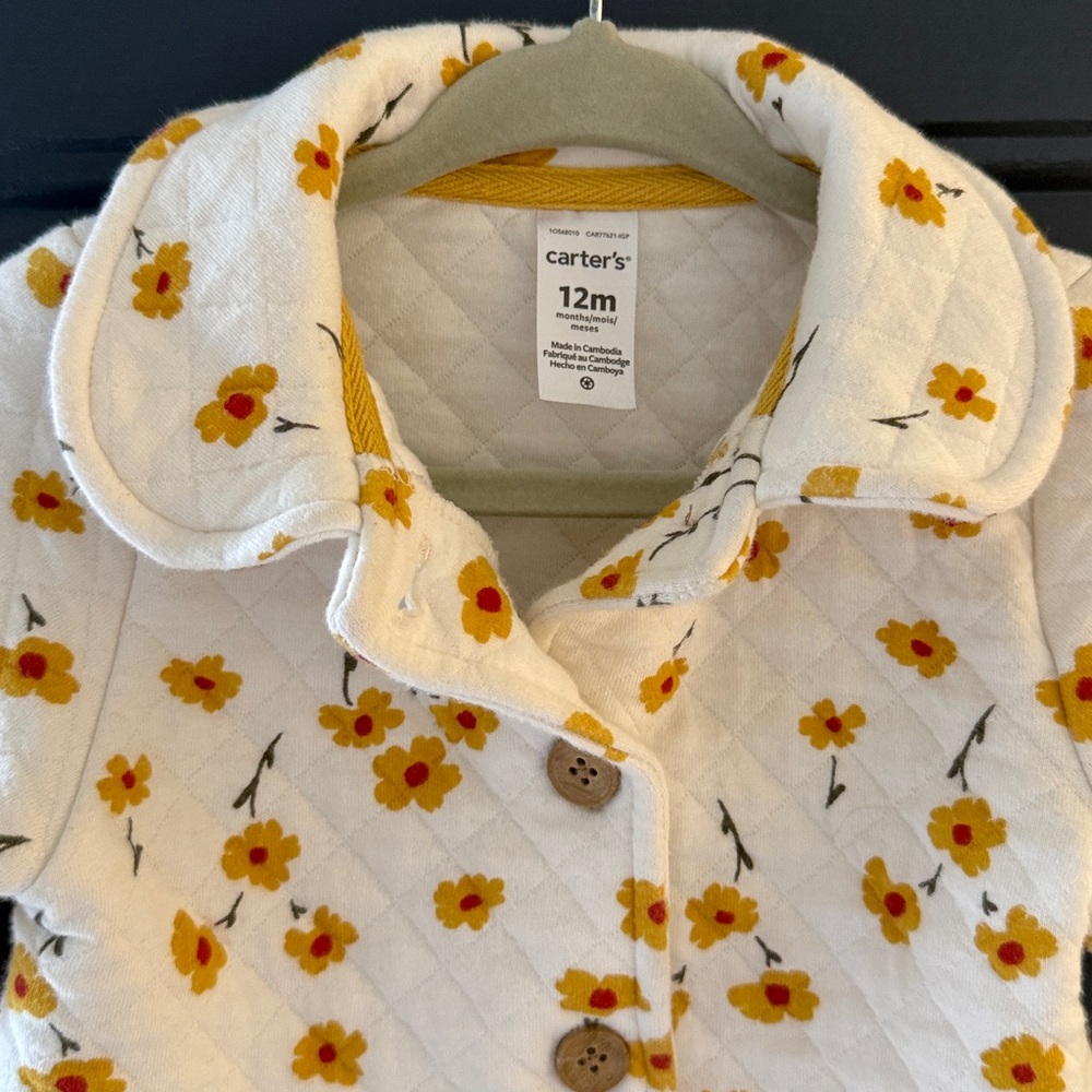 Carter’s Quilted Floral Baby Jacket - Size 12 Month - Picture 3 of 8